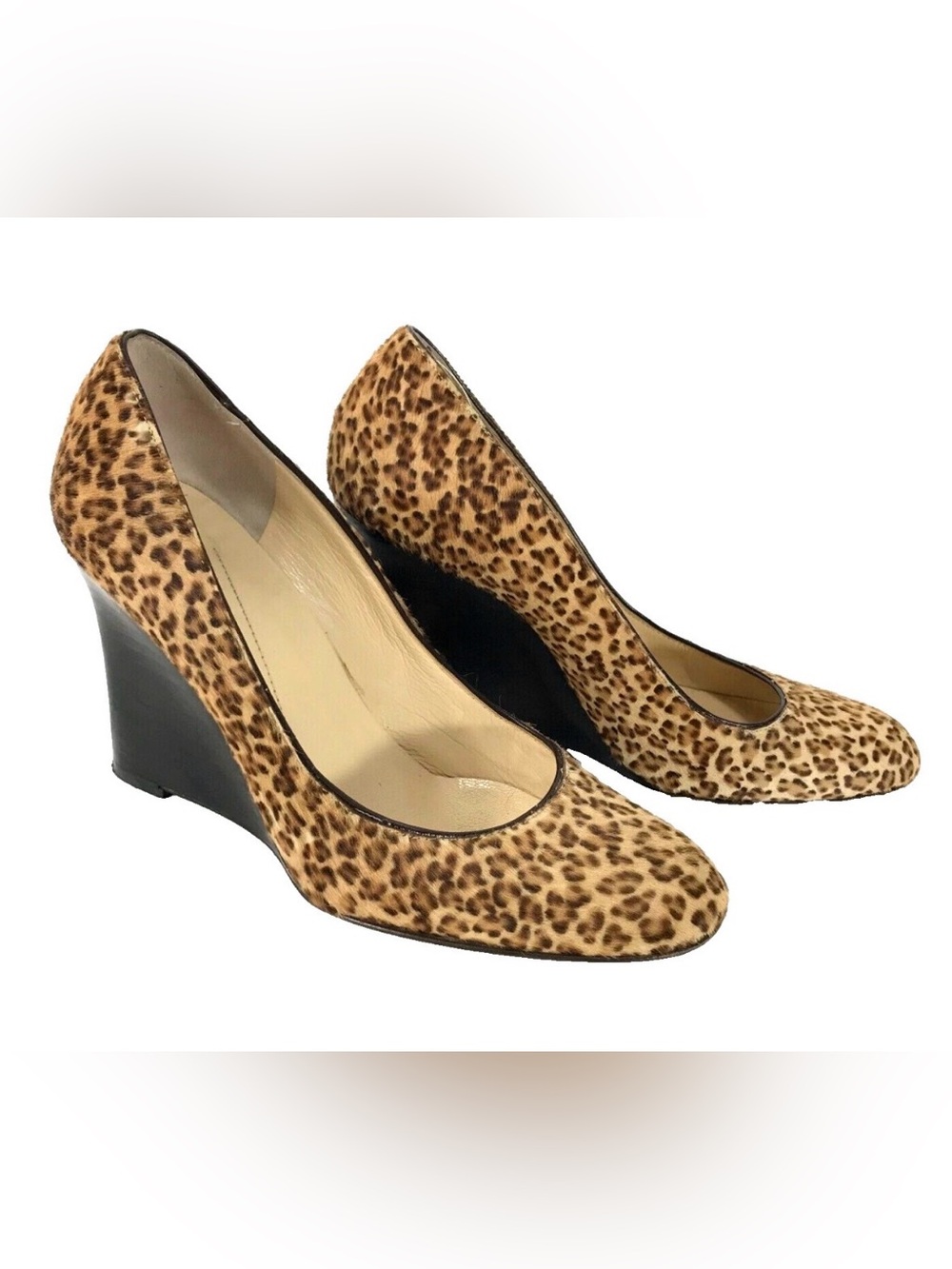 Kate Spade Buffy Leather Calf Hair  Leopard Wedge Heels Size 9